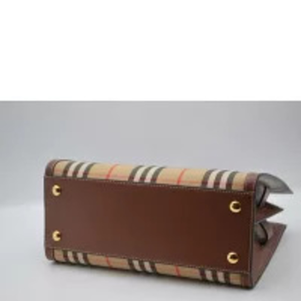 BURBERRY Check Title Leather Handbag SA - Picture 3 of 6